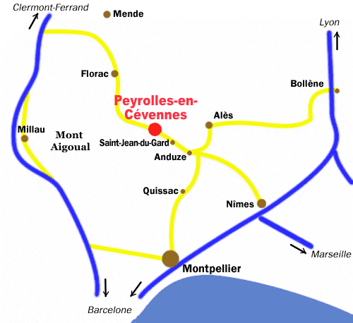 Plan de situation, Peyrolles-en-Cévennes